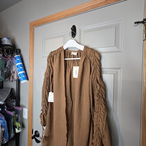 NWT Brandy Joy Joyfolie Camel Brown Flowy Prairie Kimono Duster Lg Cardigan - Picture 4 of 11